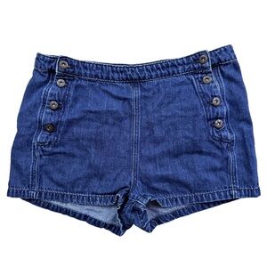 Free People Denim Sailor-Button Shorts